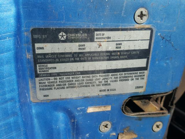 CS41T3C153759 - 1973 CHRYSLER IMPERIAL ლურჯი ფოტო 10