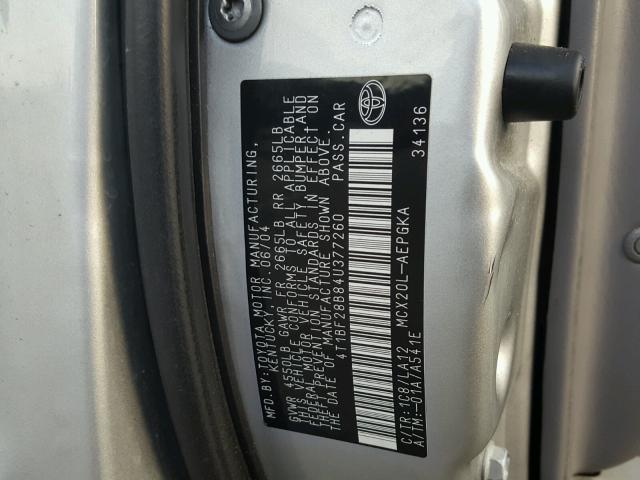 4T1BF28B84U377260 - 2004 TOYOTA AVALON XL SILVER photo 10