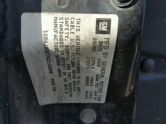 1G8AJ55F76Z116208 - 2006 SATURN ION LEVEL 灰色 照片 10