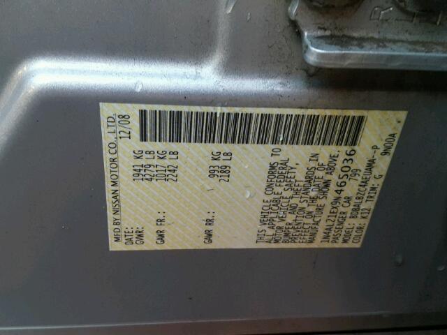 1N4AL21EX9N465036 - 2009 NISSAN ALTIMA 2.5 GRAY photo 10