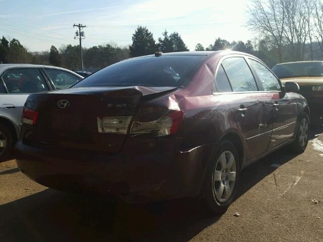 5NPET46C07H273281 - 2007 HYUNDAI SONATA GLS BURGUNDY photo 4