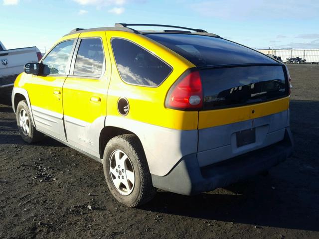 3G7DB03E81S545665 - 2001 PONTIAC AZTEK YELLOW photo 3