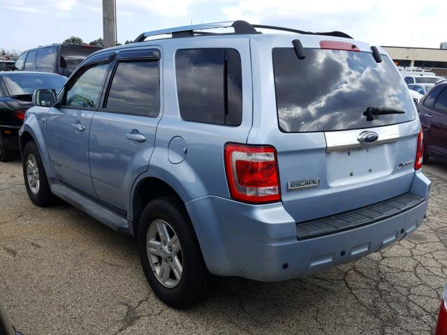 1FMCU49HX8KE63549 - 2008 FORD ESCAPE HEV BLUE photo 3