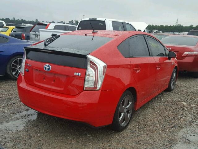 JTDKN3DU3F0427660 - 2015 TOYOTA PRIUS RED photo 4