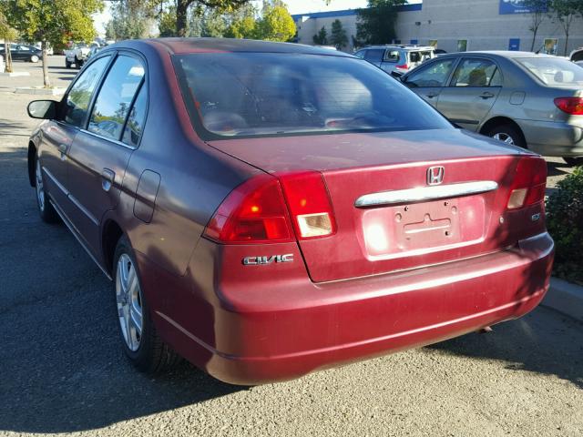 2HGES26842H505919 - 2002 HONDA CIVIC EX RED photo 3