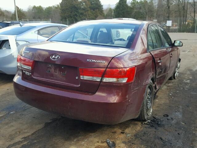 5NPET46C57H278928 - 2007 HYUNDAI SONATA GLS BURGUNDY photo 4