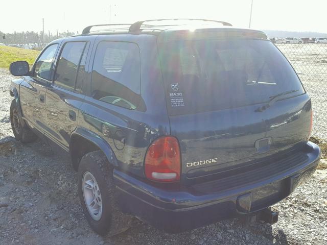 1B4HR28Z3YF126270 - 2000 DODGE DURANGO BLUE photo 3