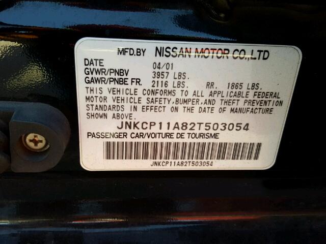 JNKCP11A82T503054 - 2002 INFINITI G20 BLACK photo 10