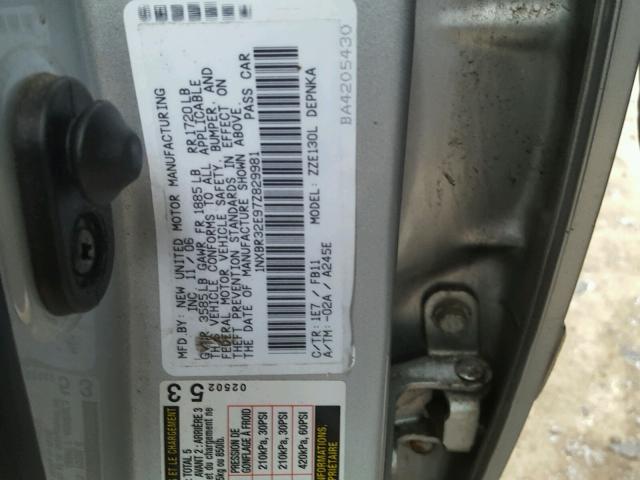 1NXBR32E97Z829981 - 2007 TOYOTA COROLLA CE SILVER photo 10