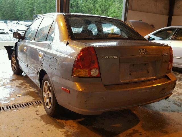 KMHCG45C94U500462 - 2004 HYUNDAI ACCENT GL GRAY photo 3