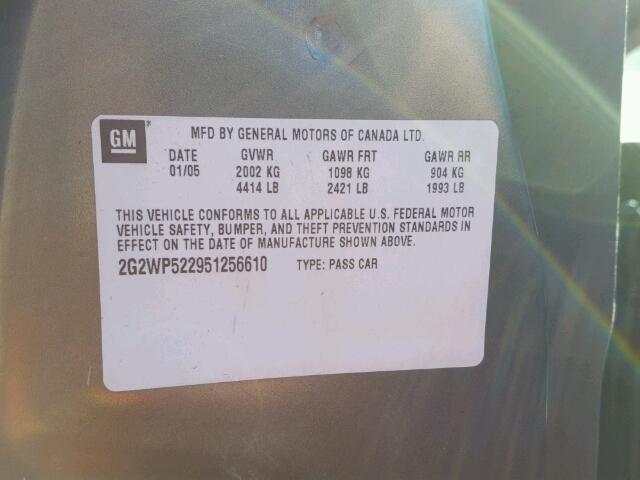 2G2WP522951256610 - 2005 PONTIAC GRAND PRIX 灰色 照片 10