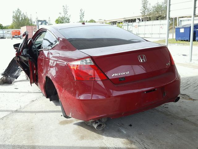 1HGCS2B87AA001214 - 2010 HONDA ACCORD EXL RED photo 3