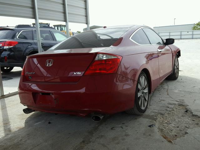 1HGCS2B87AA001214 - 2010 HONDA ACCORD EXL RED photo 4