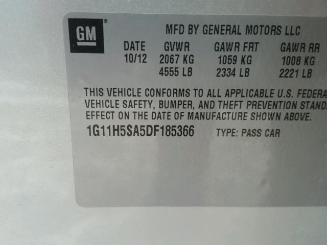 1G11H5SA5DF185366 - 2013 CHEVROLET MALIBU LTZ 银色 照片 10