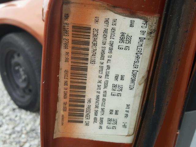 2C3KA43R17H741193 - 2007 CHRYSLER 300 ORANGE photo 10