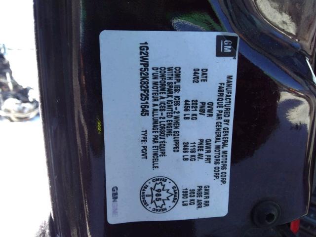 1G2WP52K82F251645 - 2002 PONTIAC GRAND PRIX Bənövşəyi foto 9