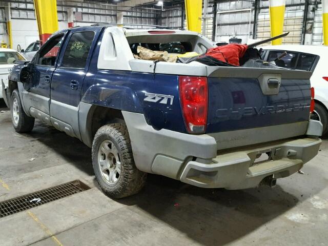 3GNEK13T72G135204 - 2002 CHEVROLET AVALANCHE BLUE photo 3