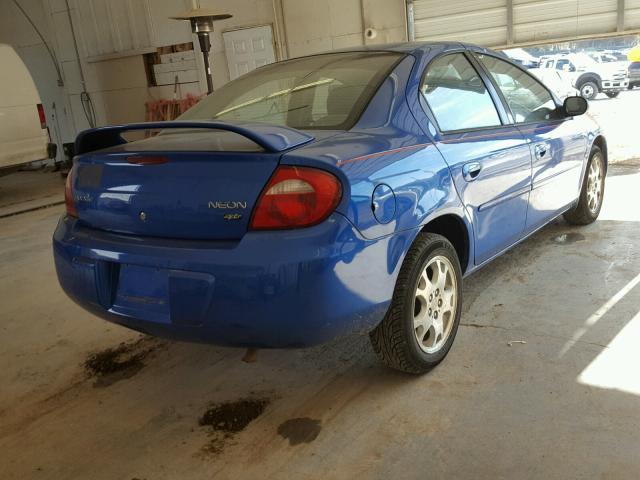 1B3ES56C74D598361 - 2004 DODGE NEON SXT BLUE photo 4