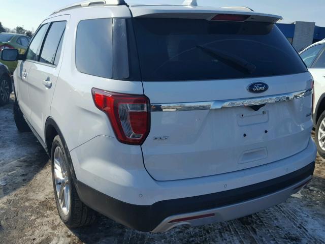 1FM5K8D81HGC61103 - 2017 FORD EXPLORER X WHITE photo 3