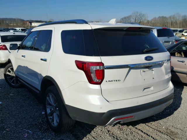 1FM5K7F89GGA38667 - 2016 FORD EXPLORER L WHITE photo 3