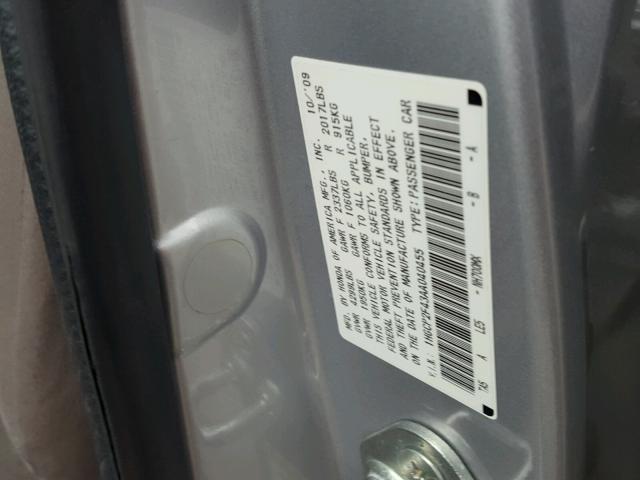 1HGCP2F43AA040455 - 2010 HONDA ACCORD LXP SILVER photo 10