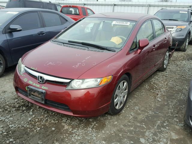 1HGFA16547L135038 - 2007 HONDA CIVIC LX RED photo 2