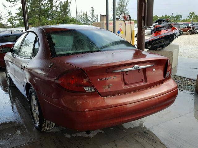 1FAFP52211A267375 - 2001 FORD TAURUS LX RED photo 3