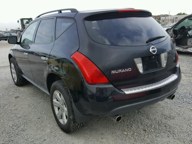 JN8AZ08T66W421465 - 2006 NISSAN MURANO SL BLACK photo 3