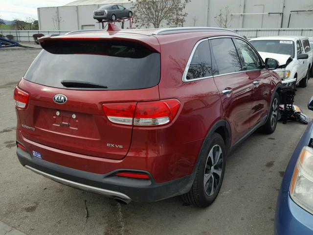 5XYPHDA58HG265621 - 2017 KIA SORENTO EX MAROON photo 4