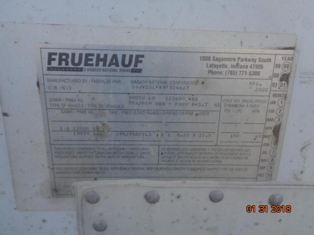 1JJV281FXYF704627 - 2000 FRUEHAUF TRAILER UNKNOWN - NOT OK FOR INV. photo 10