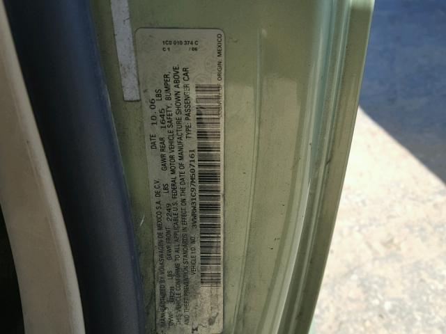 3VWRW31C97M507161 - 2007 VOLKSWAGEN NEW BEETLE მწვანე ფოტო 10