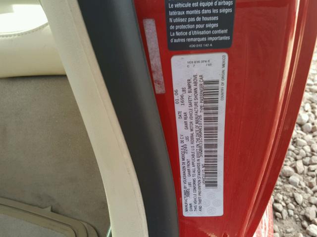 3VWRR31C96M410726 - 2006 VOLKSWAGEN NEW BEETLE 红色 照片 10