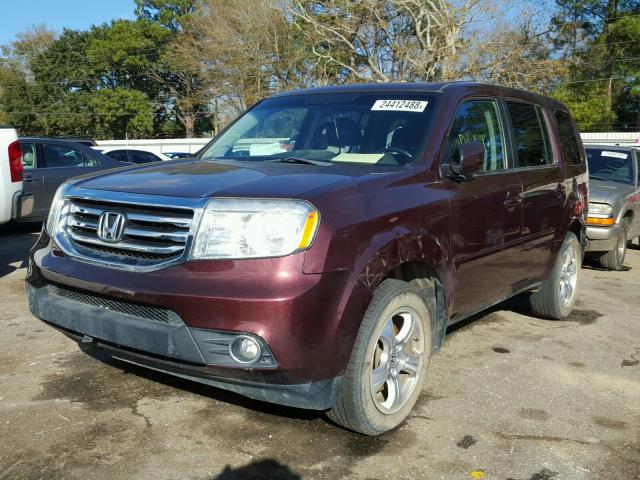 5FNYF3H54DB010587 - 2013 HONDA PILOT EXL MAROON photo 2