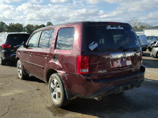 5FNYF3H54DB010587 - 2013 HONDA PILOT EXL MAROON photo 3