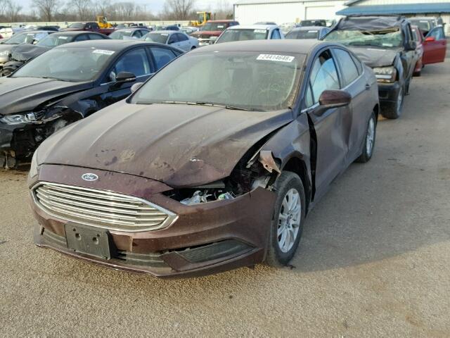 3FA6P0G77HR340952 - 2017 FORD FUSION S MAROON photo 2