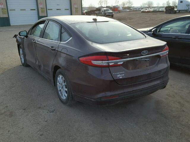 3FA6P0G77HR340952 - 2017 FORD FUSION S MAROON photo 3