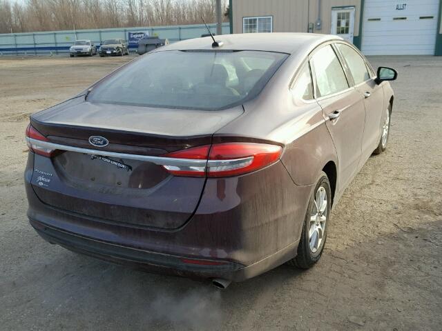 3FA6P0G77HR340952 - 2017 FORD FUSION S MAROON photo 4