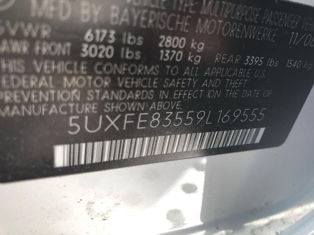 5UXFE83559L169555 - 2009 BMW X5 XDRIVE4 WHITE photo 10