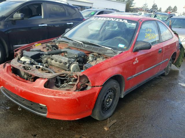 1HGEJ6126VL000677 - 1997 HONDA CIVIC DX RED photo 2