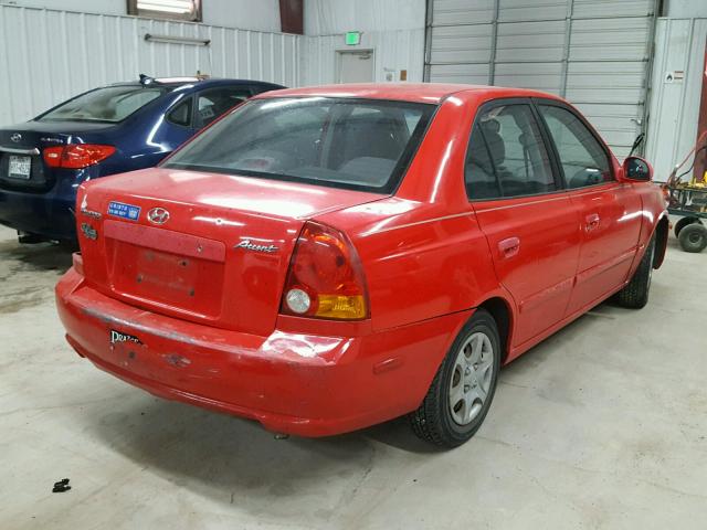 KMHCG45C35U655512 - 2005 HYUNDAI ACCENT GL RED photo 4