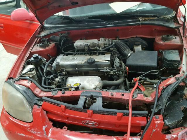 KMHCG45C35U655512 - 2005 HYUNDAI ACCENT GL RED photo 7