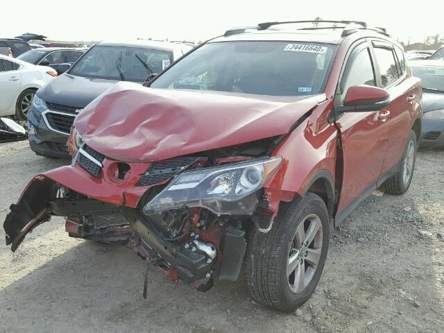 2T3WFREV8FW173044 - 2015 TOYOTA RAV4 XLE RED photo 2