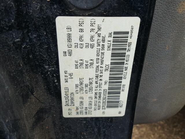 3D7KS28C26G103329 - 2006 DODGE RAM 2500 S BLACK photo 10