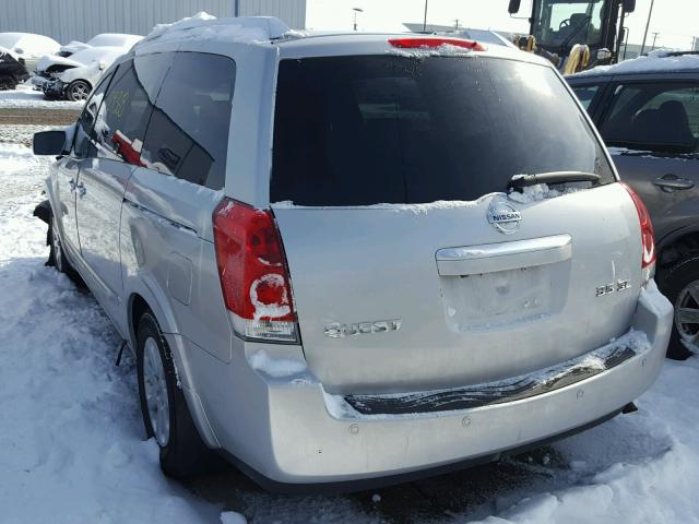 5N1BV28U18N104469 - 2008 NISSAN QUEST S SILVER photo 3