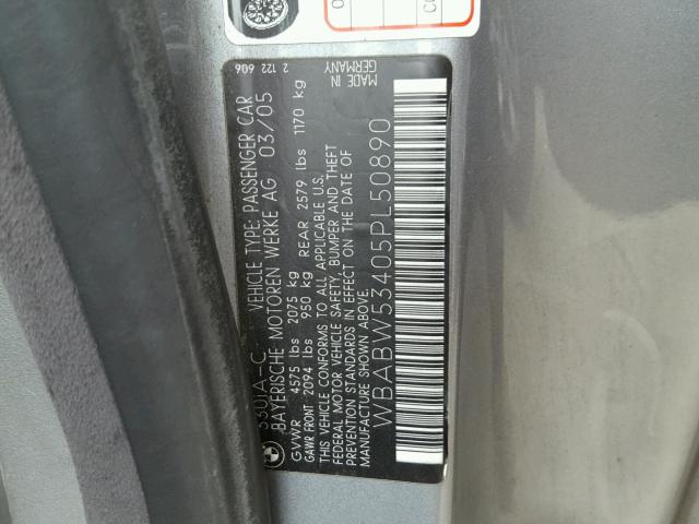 WBABW53405PL50890 - 2005 BMW 330 CI Boz foto 10