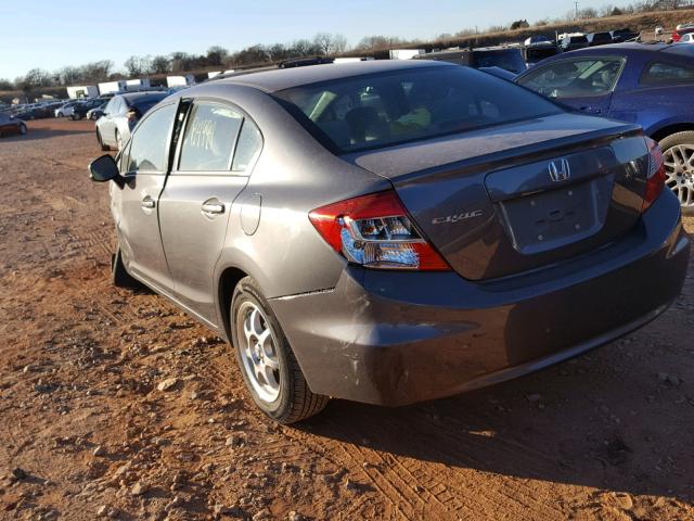 19XFB2F52CE090587 - 2012 HONDA CIVIC LX CHARCOAL photo 3