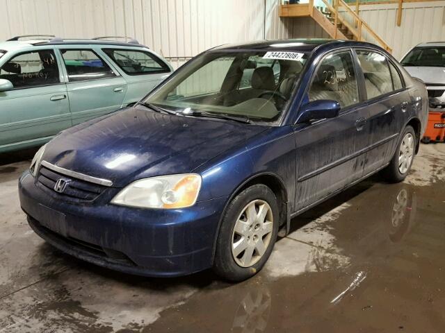 2HGES16892H905758 - 2002 HONDA CIVIC LX BLUE photo 2