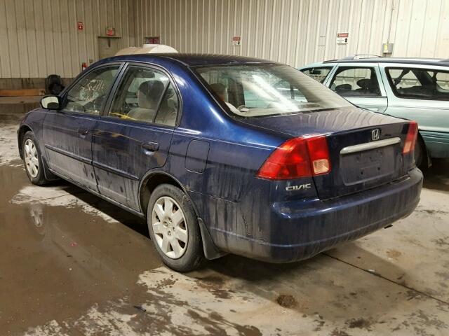 2HGES16892H905758 - 2002 HONDA CIVIC LX BLUE photo 3