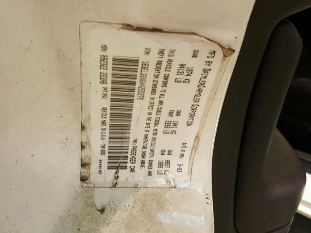 1B3EL36X64N255278 - 2004 DODGE STRATUS SE WHITE photo 10