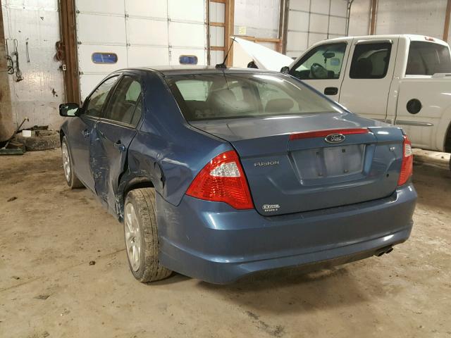 3FAHP0HA9AR307220 - 2010 FORD FUSION SE BLUE photo 3